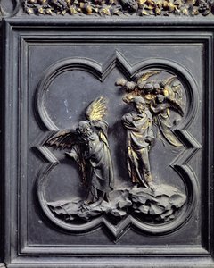 Kristuksen kiusaus, San Giovannin kastekappelin pohjoisten ovien kuudes paneeli, 1403-24 (pronssi)